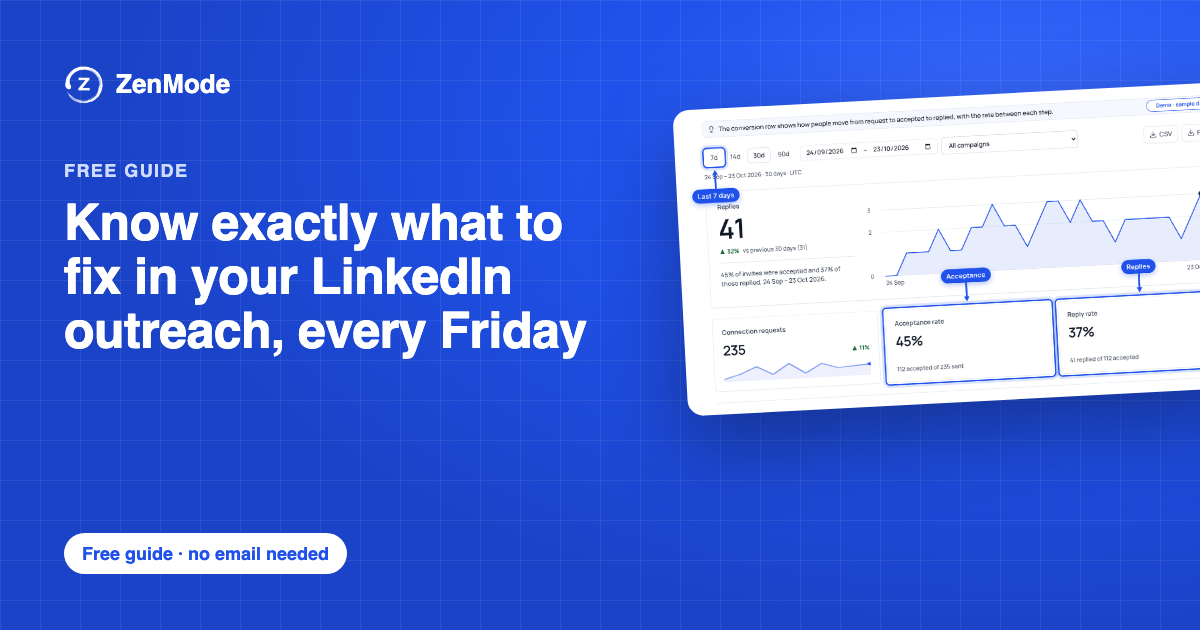 Cover of the guide: Know exactly what to fix in your LinkedIn outreach, every Friday