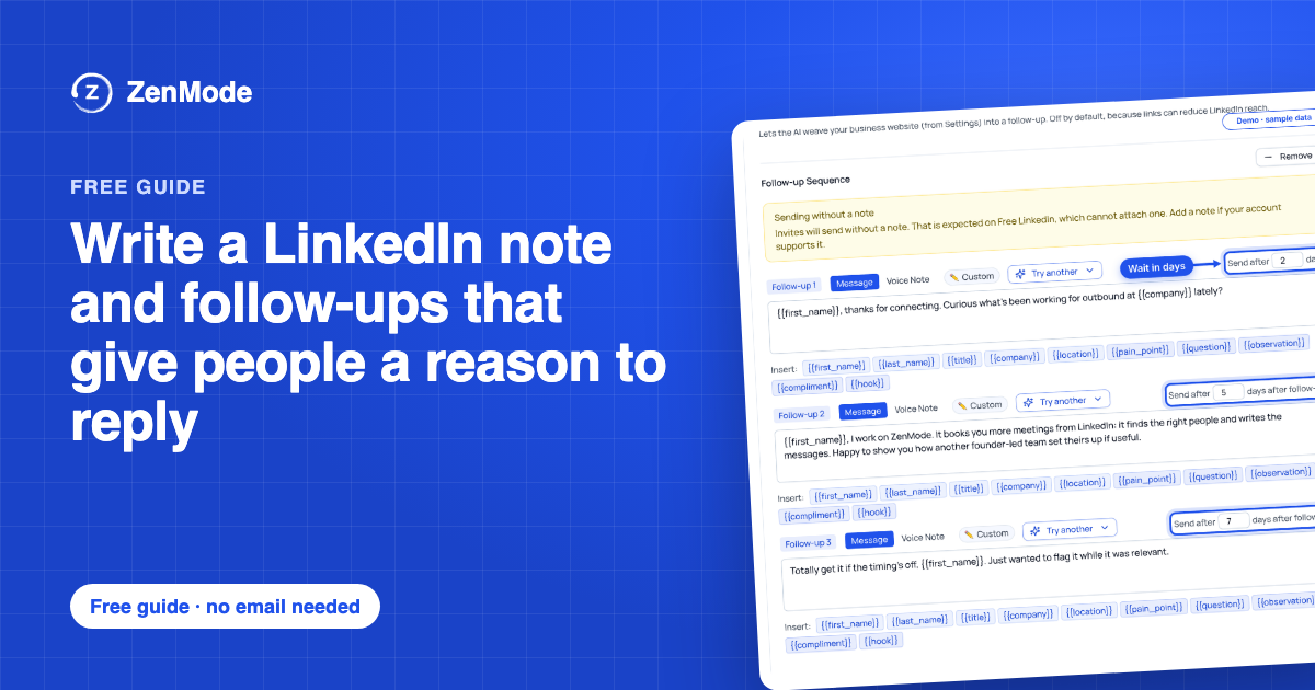 Cover of the guide: Write a LinkedIn note and follow-ups that give people a reason to reply