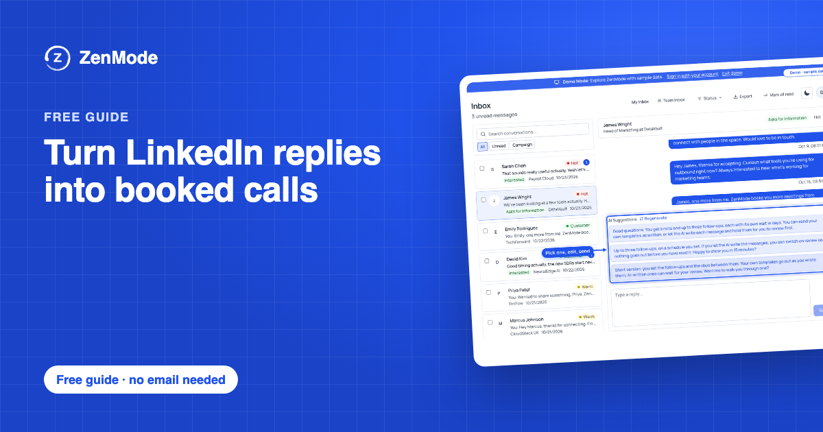 Cover of the guide: Turn LinkedIn replies into booked calls