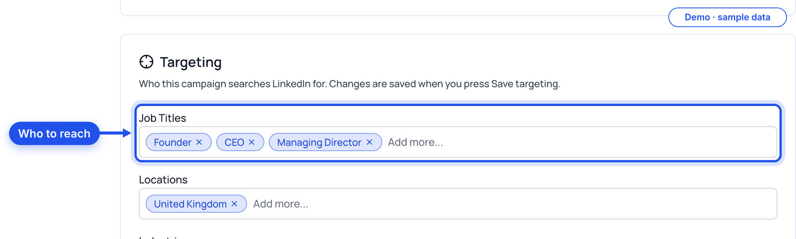 ZenMode campaign targeting with job titles highlighted