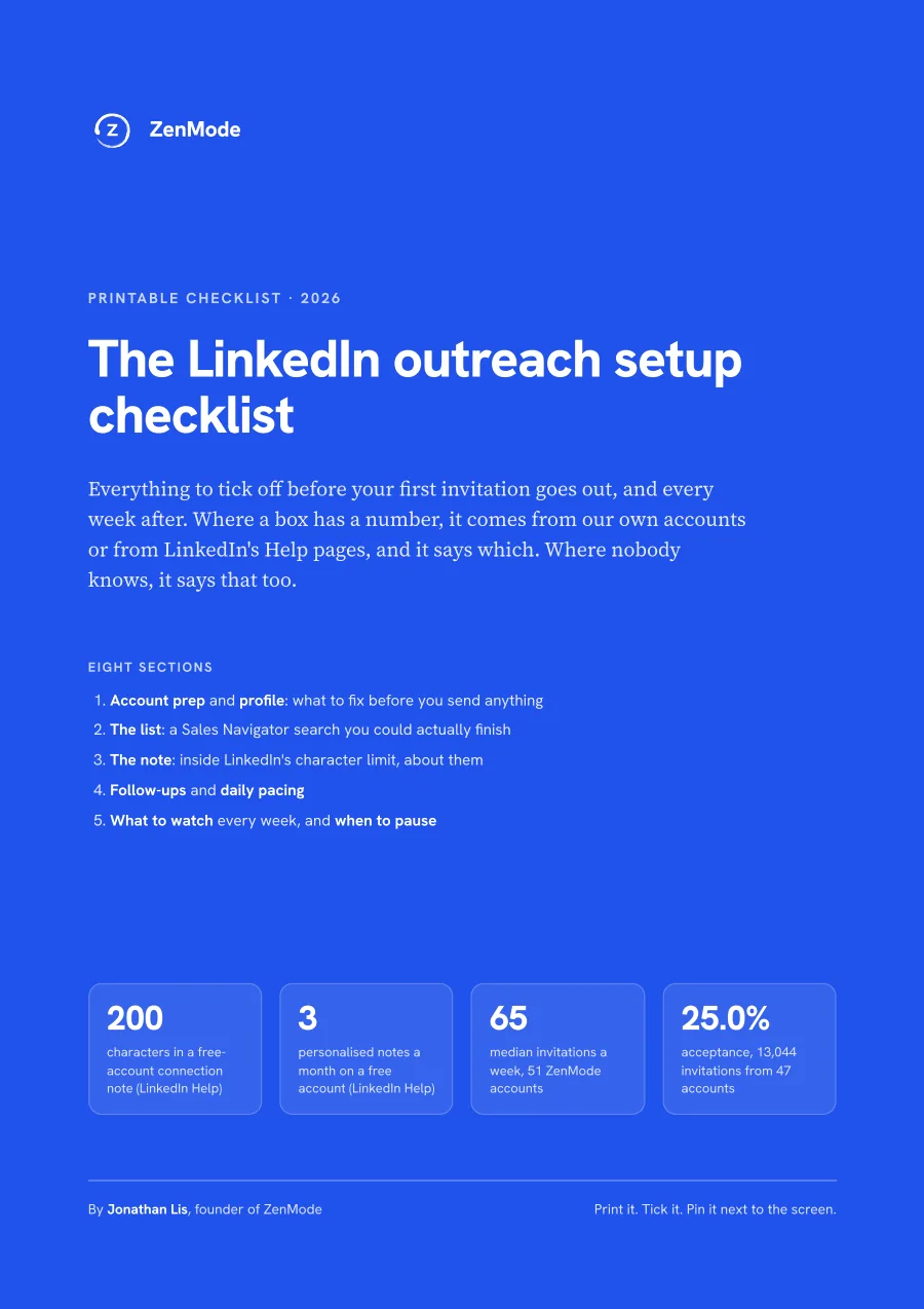 Cover of the The LinkedIn outreach setup checklist PDF
